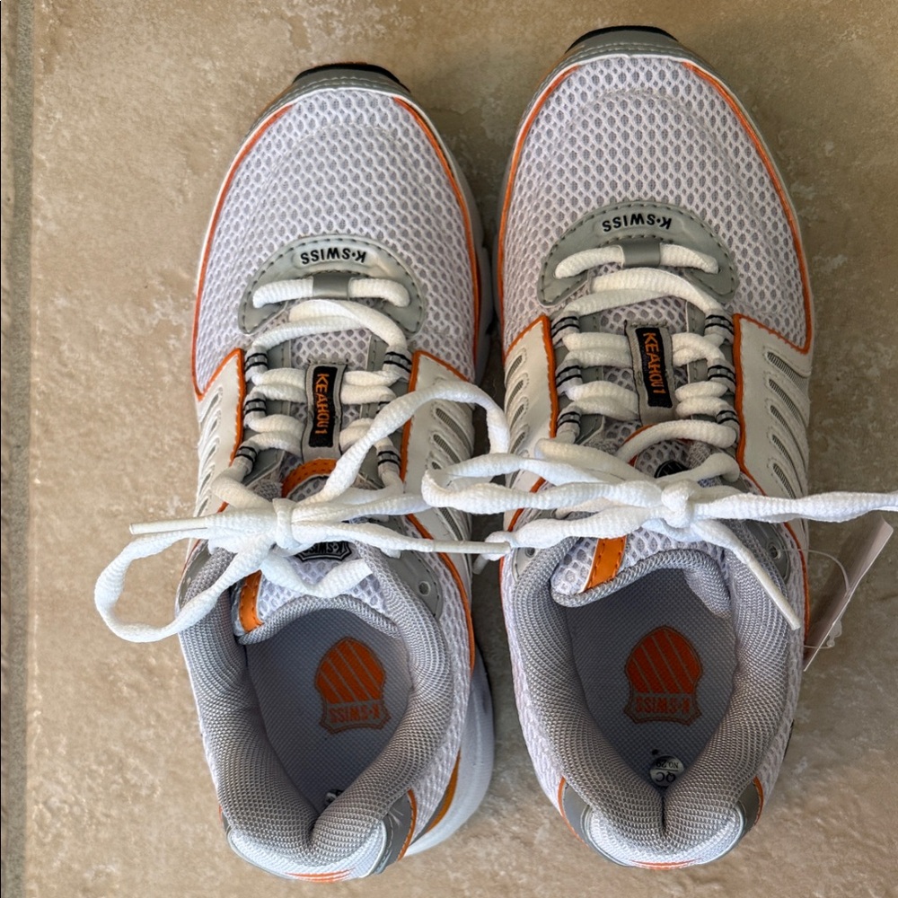 NWT K-Swiss Women’s Running Sneakers White/Silver/Orange, Size 5.5 M